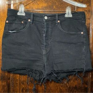 Levi’s 501 black denim shorts with button fly